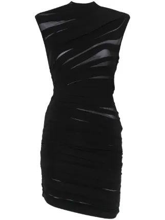 knee length dresses for ladies Black Rhinestone Sheer Short Dress main image 1