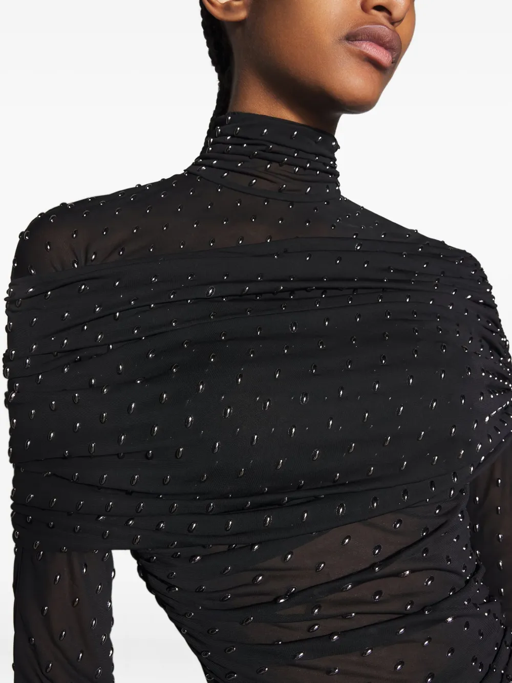 Mugler embellished high-neck midi dress Zwart