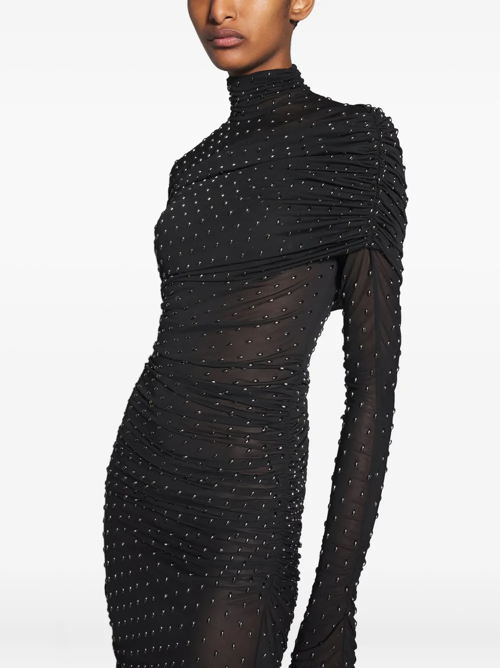 Mugler embellished high-neck midi dress Zwart