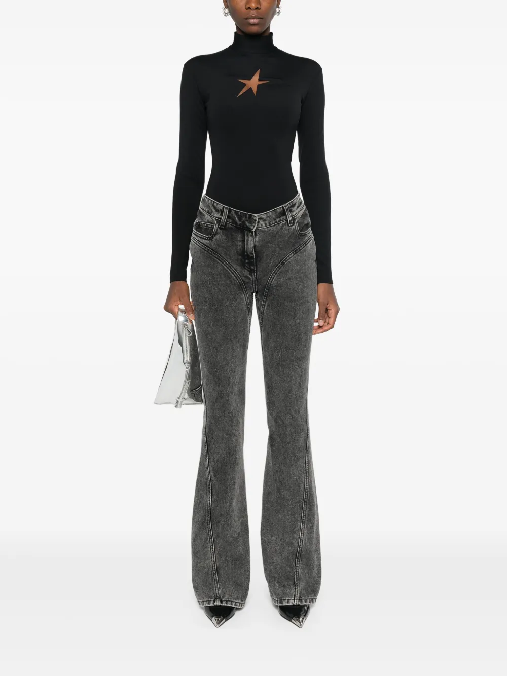 Mugler Top met ster - Zwart