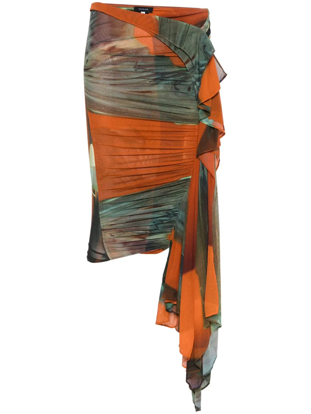 Archive-print ruched skirt