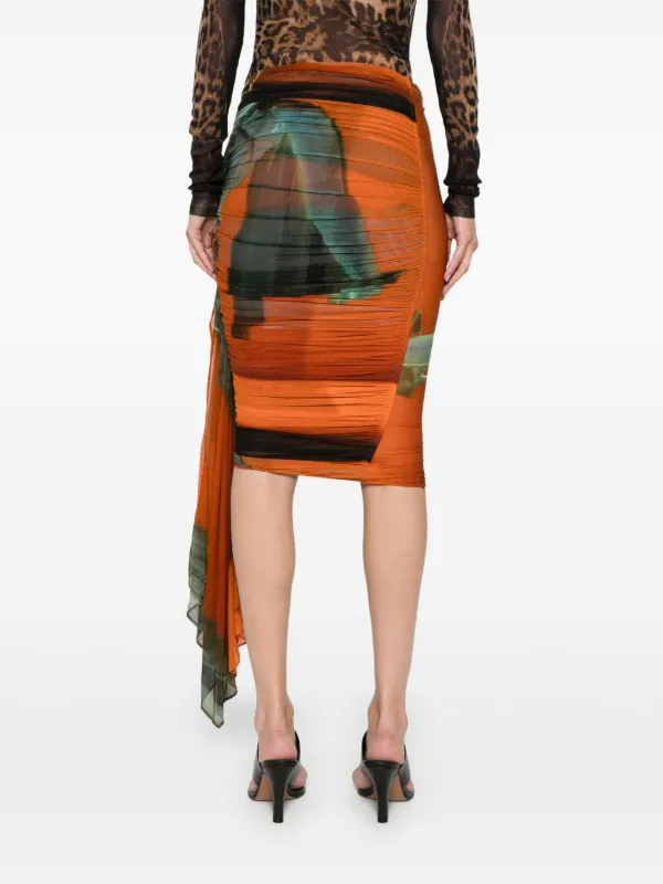 Orange ruched skirt 2025