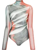 Mugler abstract print bodysuit - White