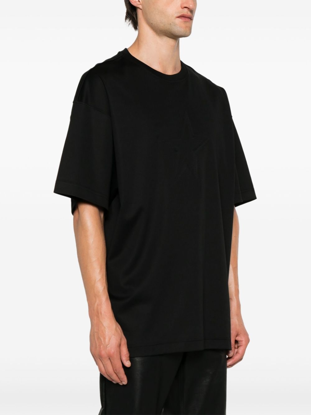 Shop Mugler Star-embossed T-shirt In Schwarz