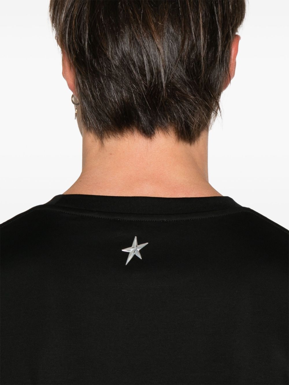 Shop Mugler Star-embossed T-shirt In Schwarz