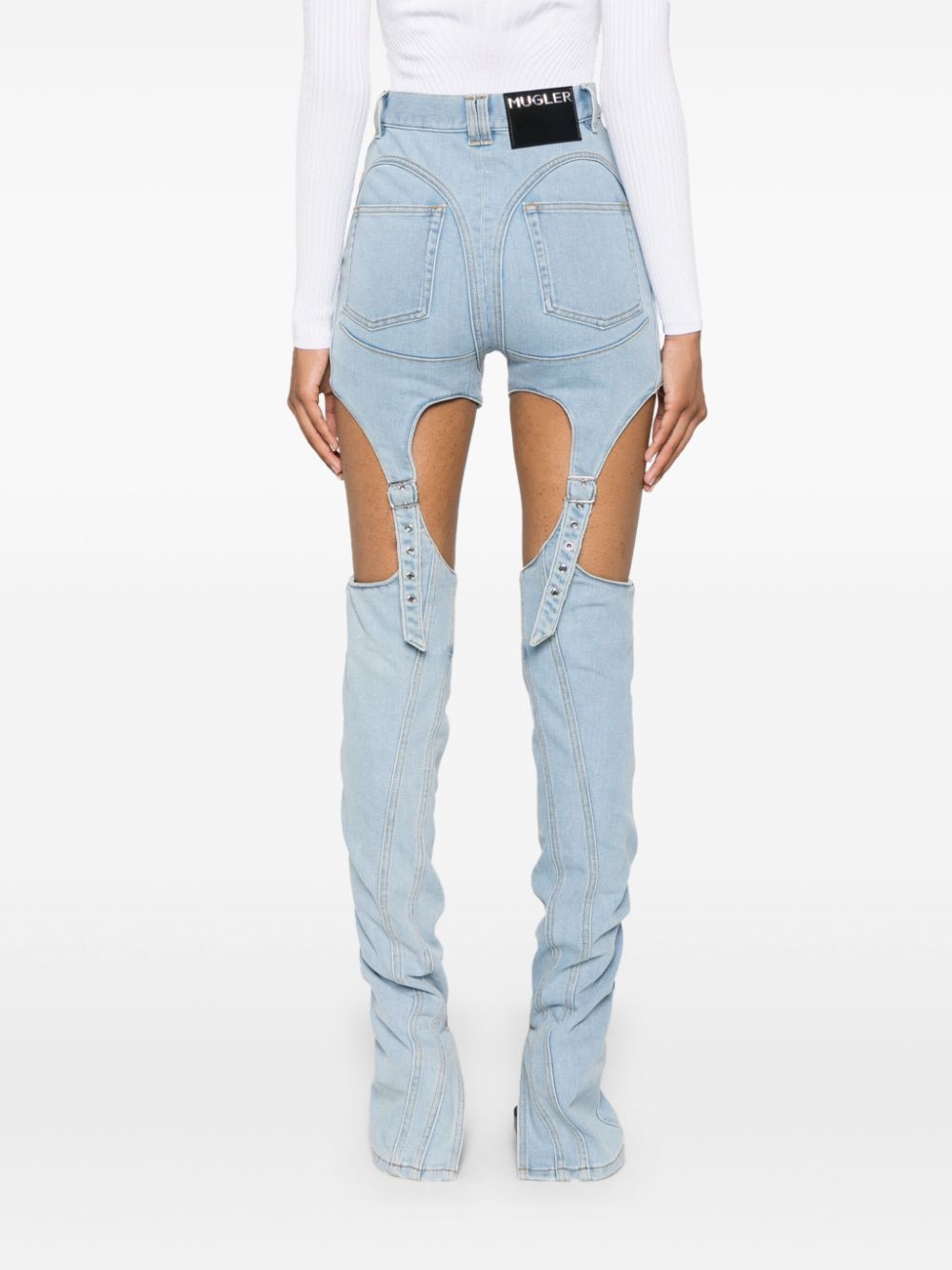 Shop Mugler Cut-out Skinny Jeans In Blue