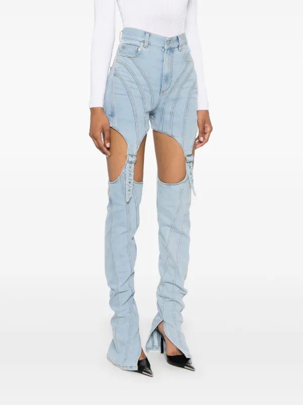 Mugler カットアウト スキニージーンズ | ブルー | FARFETCH JP