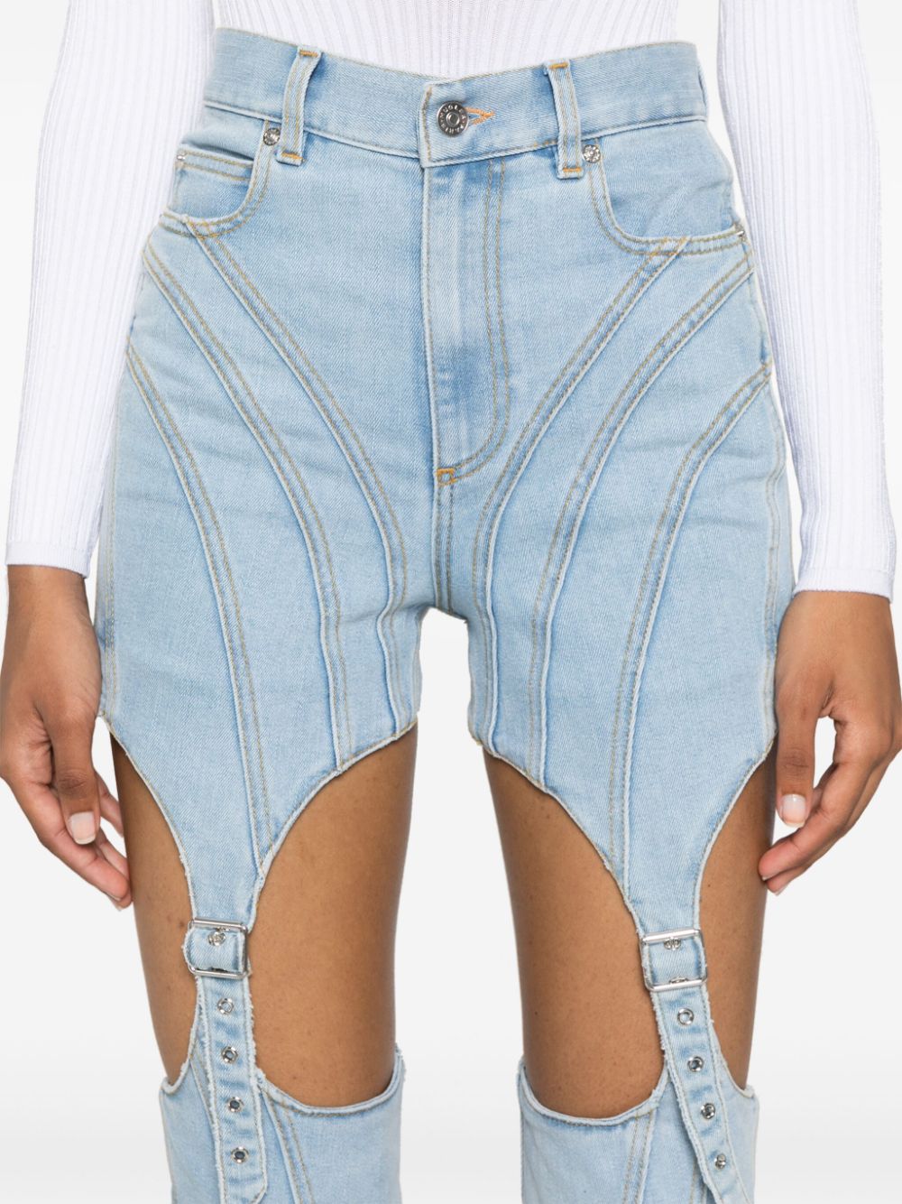 Shop Mugler Cut-out Skinny Jeans In Blue