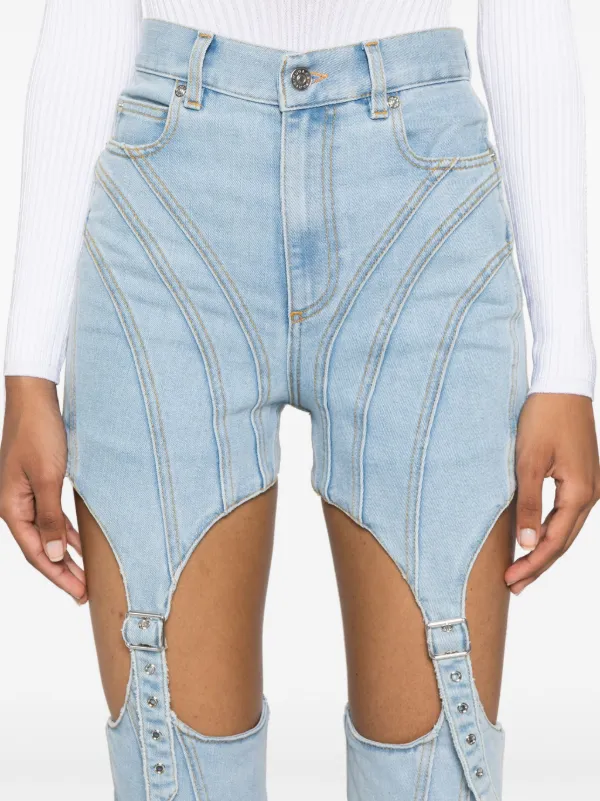 Mugler カットアウト スキニージーンズ | ブルー | FARFETCH JP
