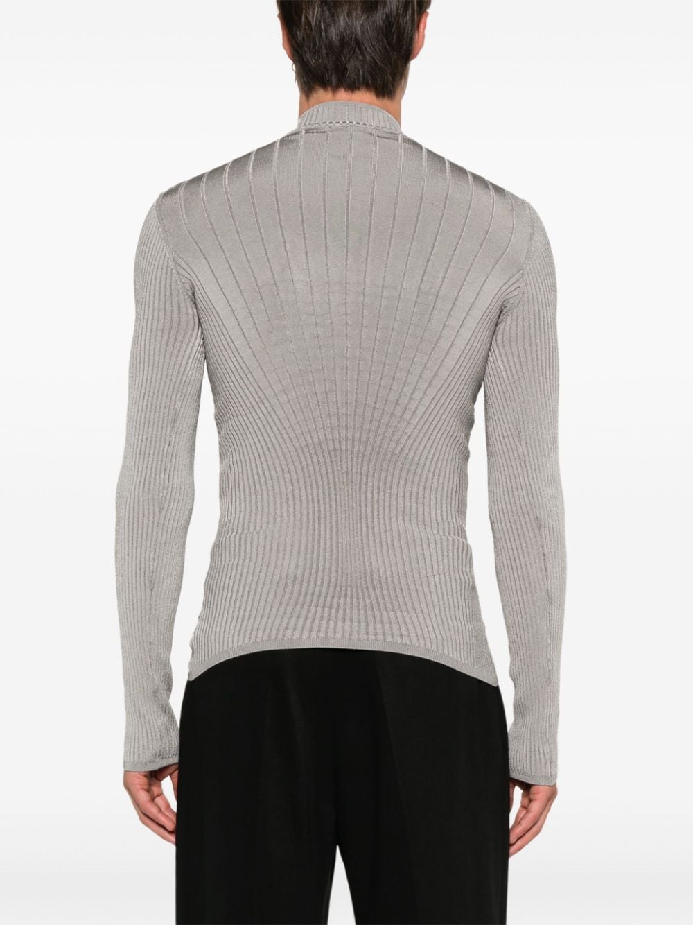 Shop Mugler Sculpting-knit Top In Grey