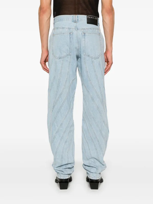 【関税込み】Mugler ブルー Spiral ジーンズ Blue Spiral Jeans by Mugler on Sale