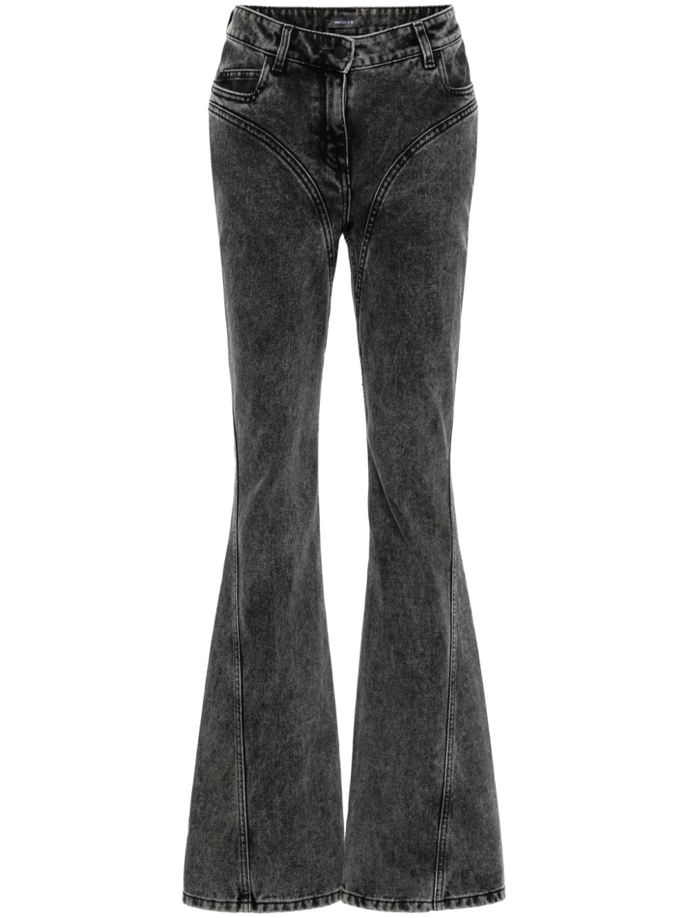 Mugler Flared jeans met wassing Zwart