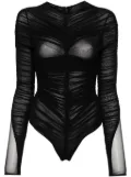 Mugler gathered semi-sheer bodysuit - Black