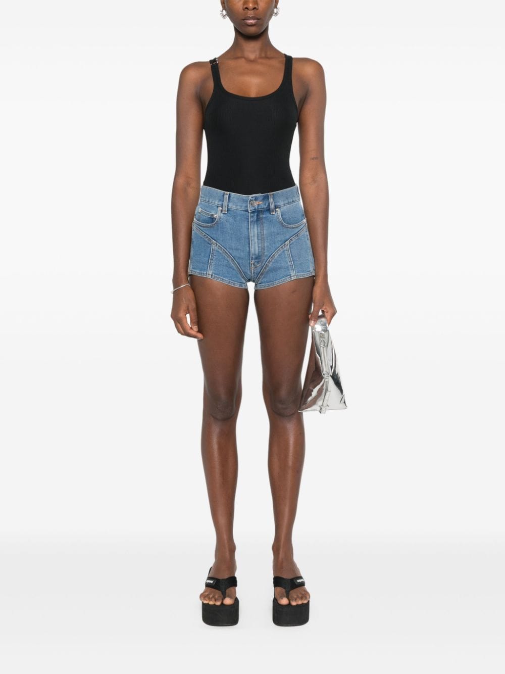 Shop Mugler Pierced Tank Top In Schwarz