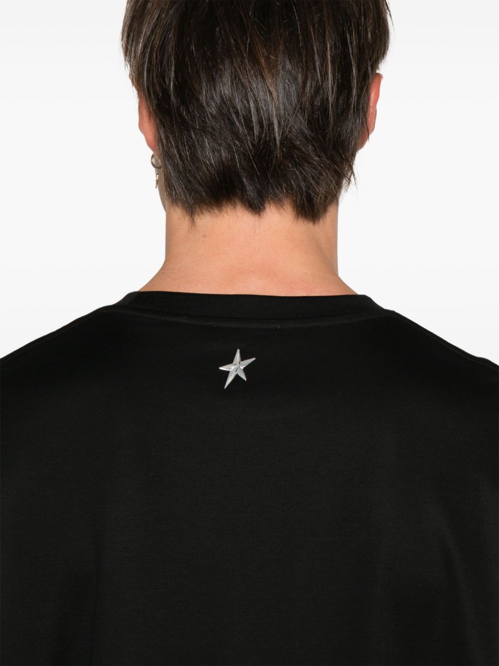 Shop Mugler Star-flocked T-shirt In Black