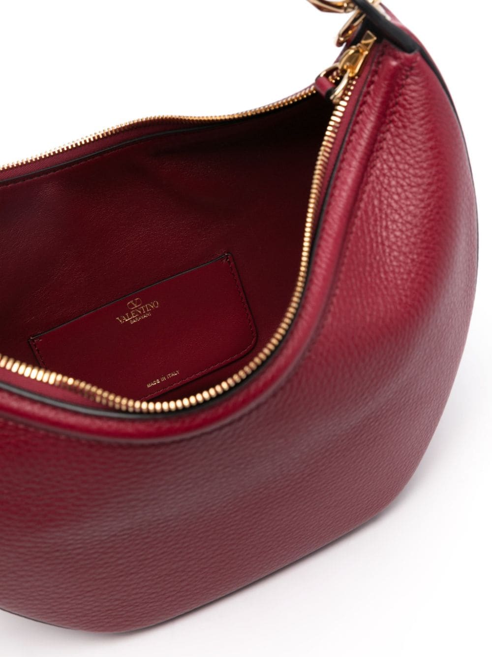 Shop Valentino Small Vlogo Moon Shoulder Bag In Red