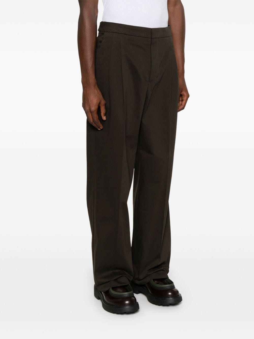 Shop Ami Alexandre Mattiussi Loose-cut Tailored Trousers In Brown