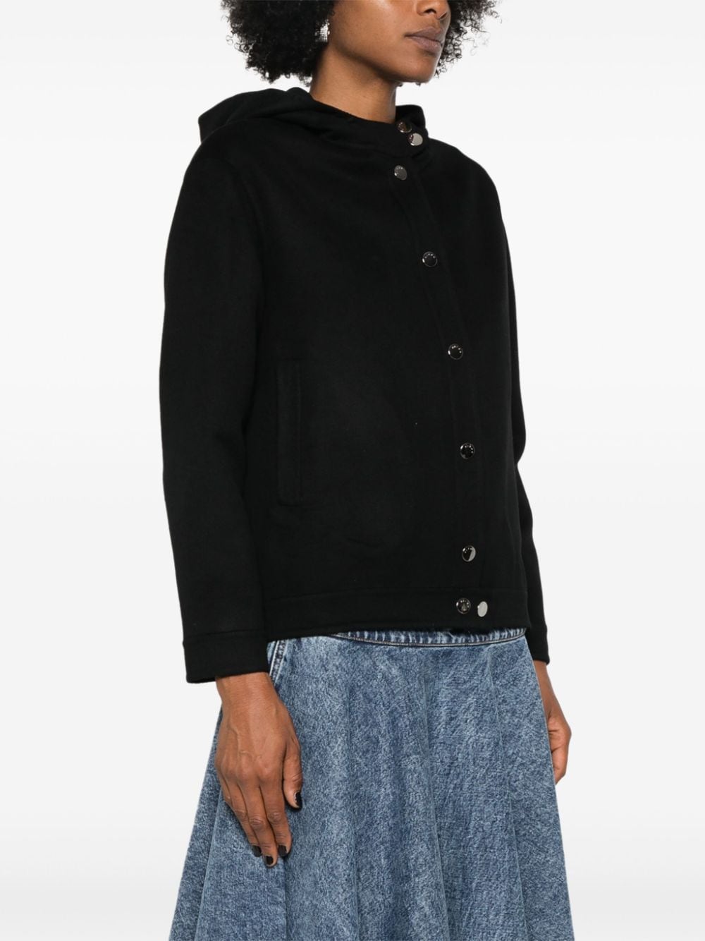 Shop Kiton Cashmere Hooded Jacket In Black