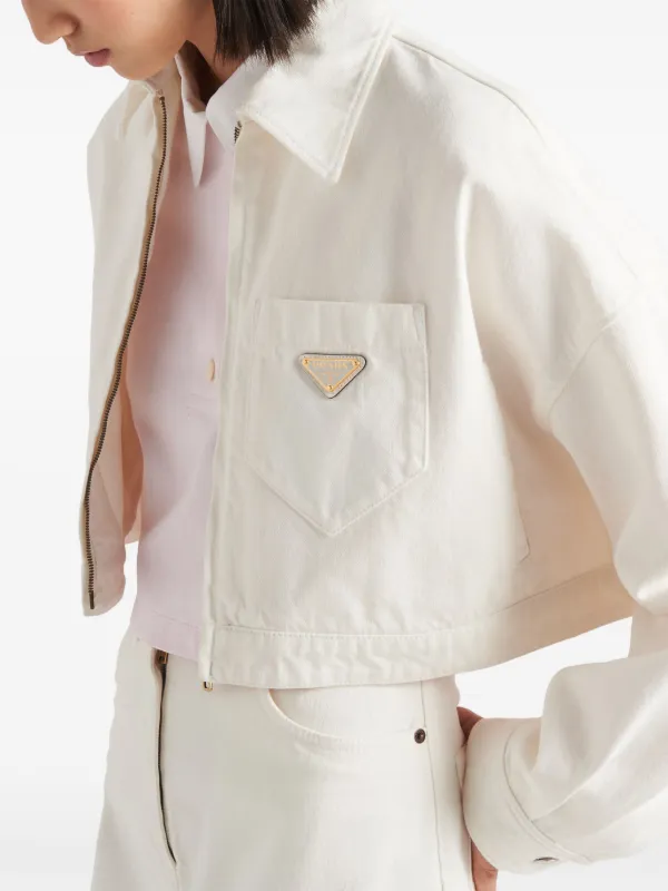 Prada クロップド デニムジャケット | ニュートラル | FARFETCH JP