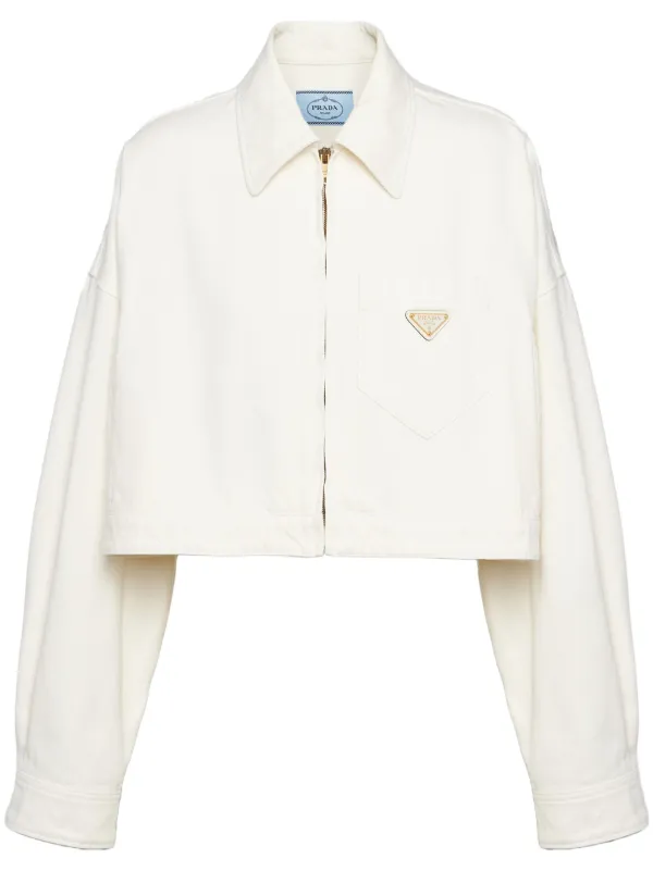 Prada クロップド デニムジャケット | ニュートラル | FARFETCH JP