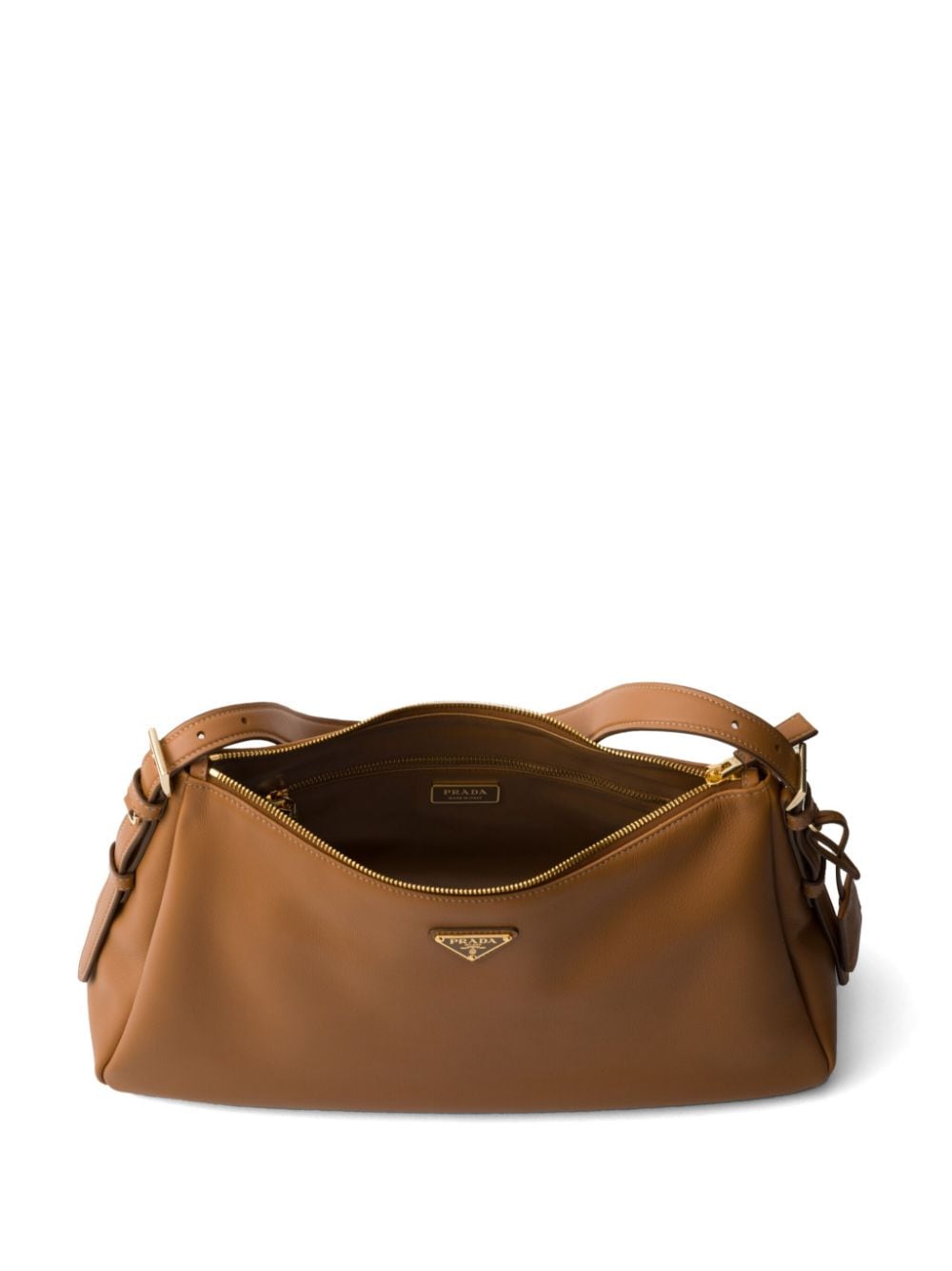 Shop Prada Large Triangle-logo Shoulder Bag In Brown