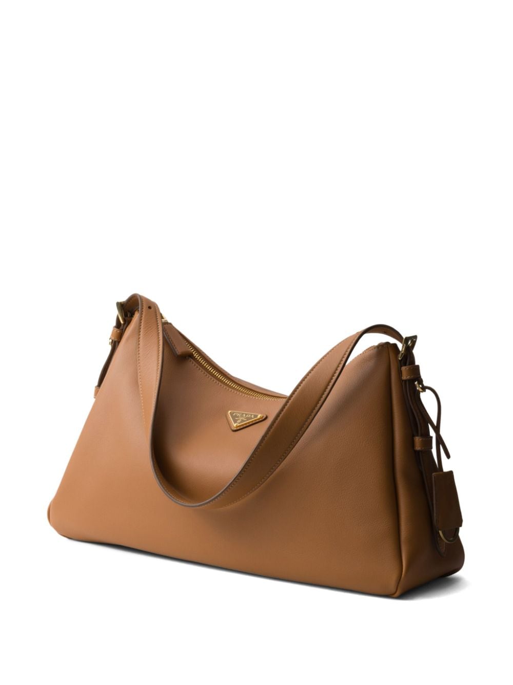 Shop Prada Large Triangle-logo Shoulder Bag In Brown