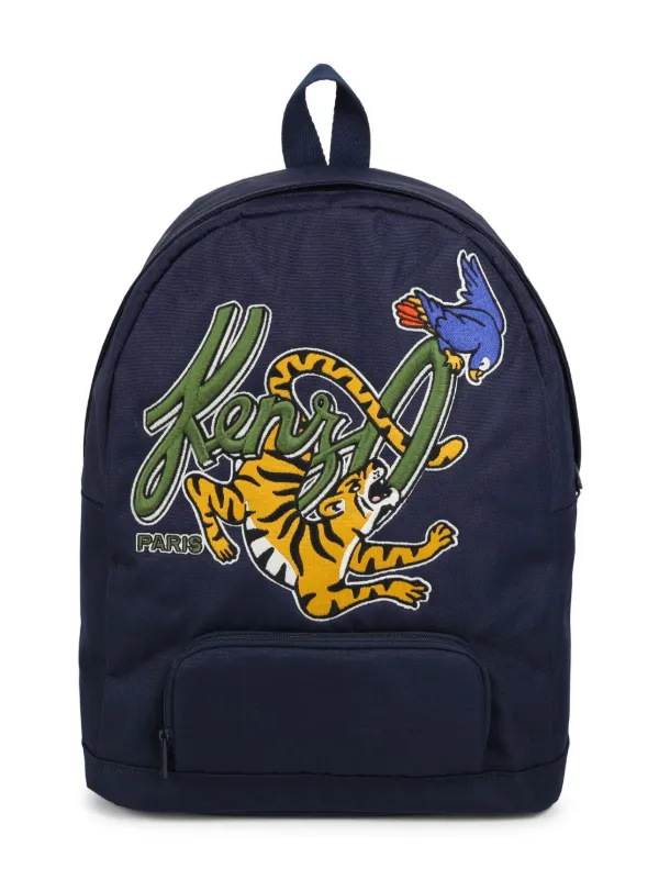 Kenzo Kids Rucksack logo embroidered Backpack Blue FARFETCH CA