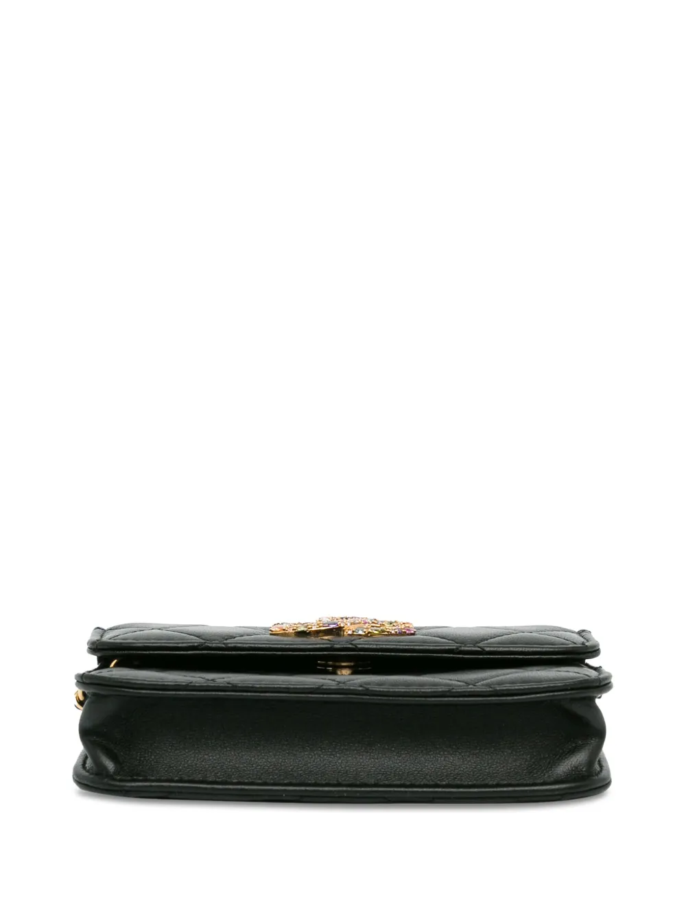 Pre-owned Chanel 2020 Lambskin Zirconium Clutch With Chain Crossbody Bag In Black