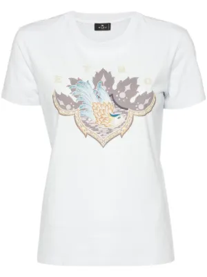 New Etro Woman’s Estate good Italiana Embroidered T-Shirt - 42