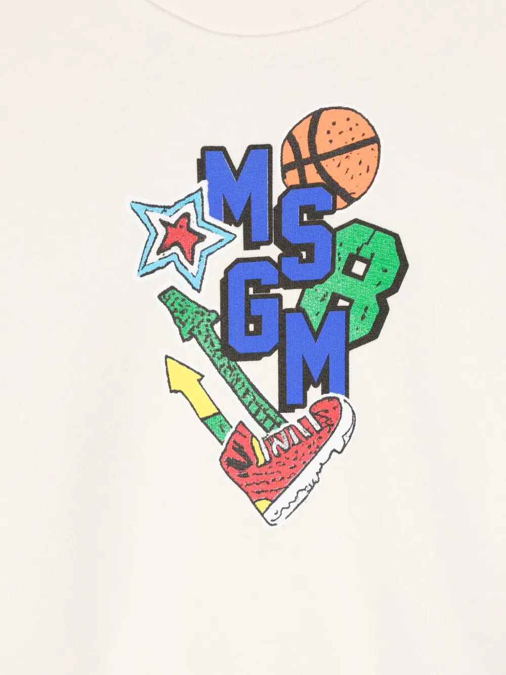 MSGM Kids Katoenen sweater met logoprint Beige