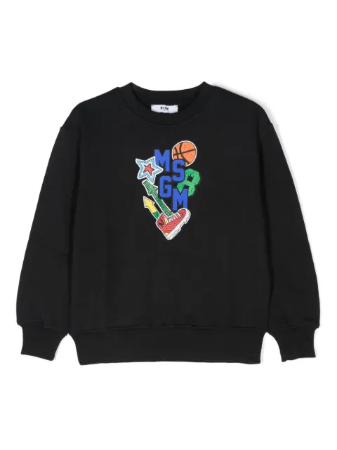 MSGM Kids سويت شيرت قطن بطبعة شعار الماركة