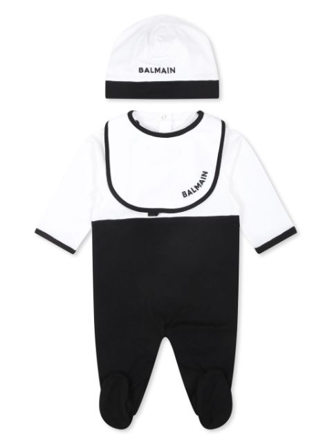 Balmain Kids logo-print baby grow set