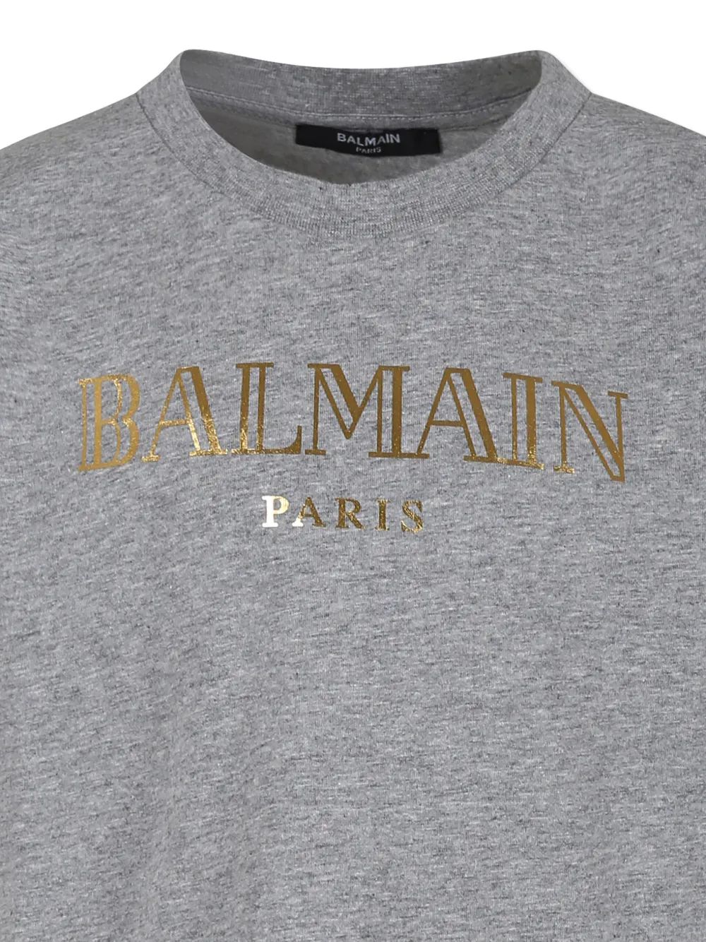Balmain Kids Katoenen T-shirt met logoprint Grijs