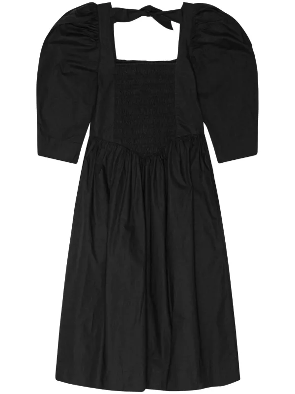 希少【GANNI 】バナナプリント シャーリングミニドレス GANNI シャーリング ドレス | ブラック | FARFETCH JP