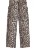 GANNI leopard print denim trousers - Brown
