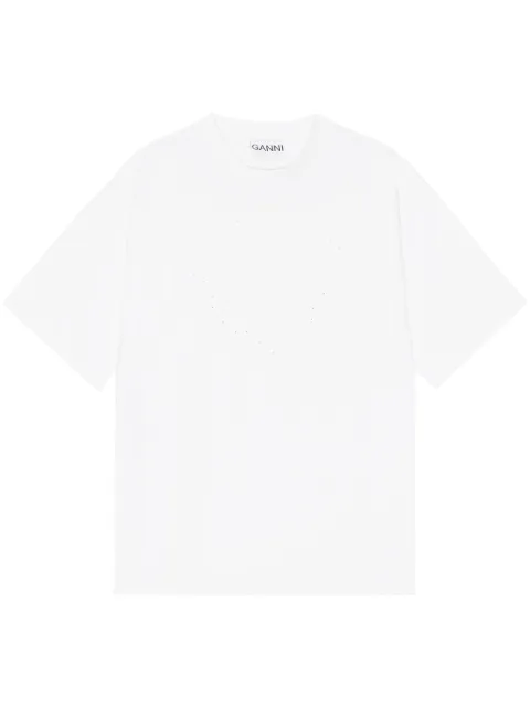 GANNI cotton round-neck t-shirt