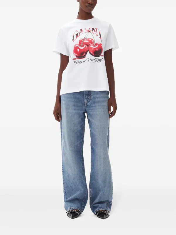 GANNI グラフィック Tシャツ | ホワイト | FARFETCH JP