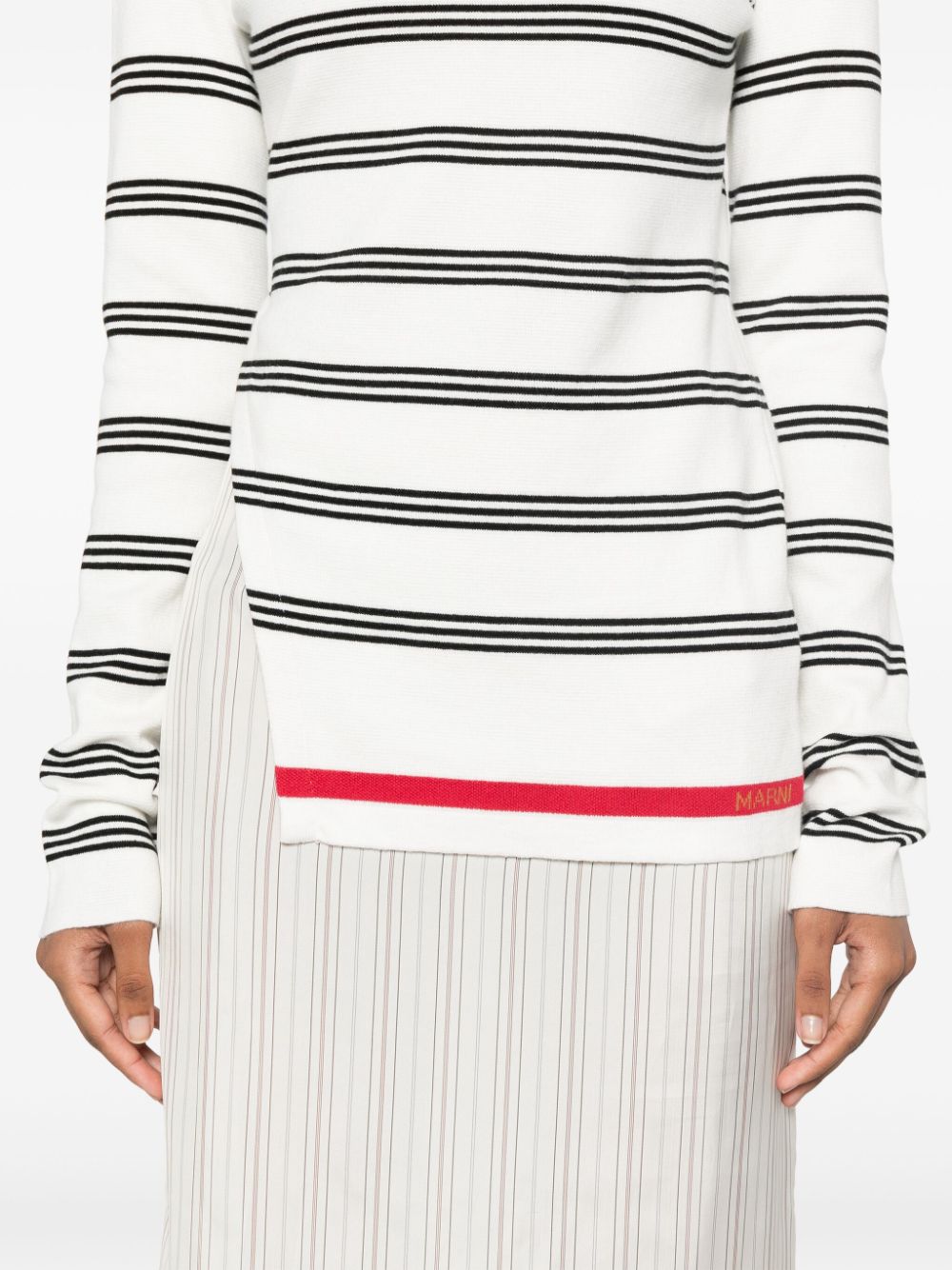 Shop Marni Striped Cotton Jumper In White