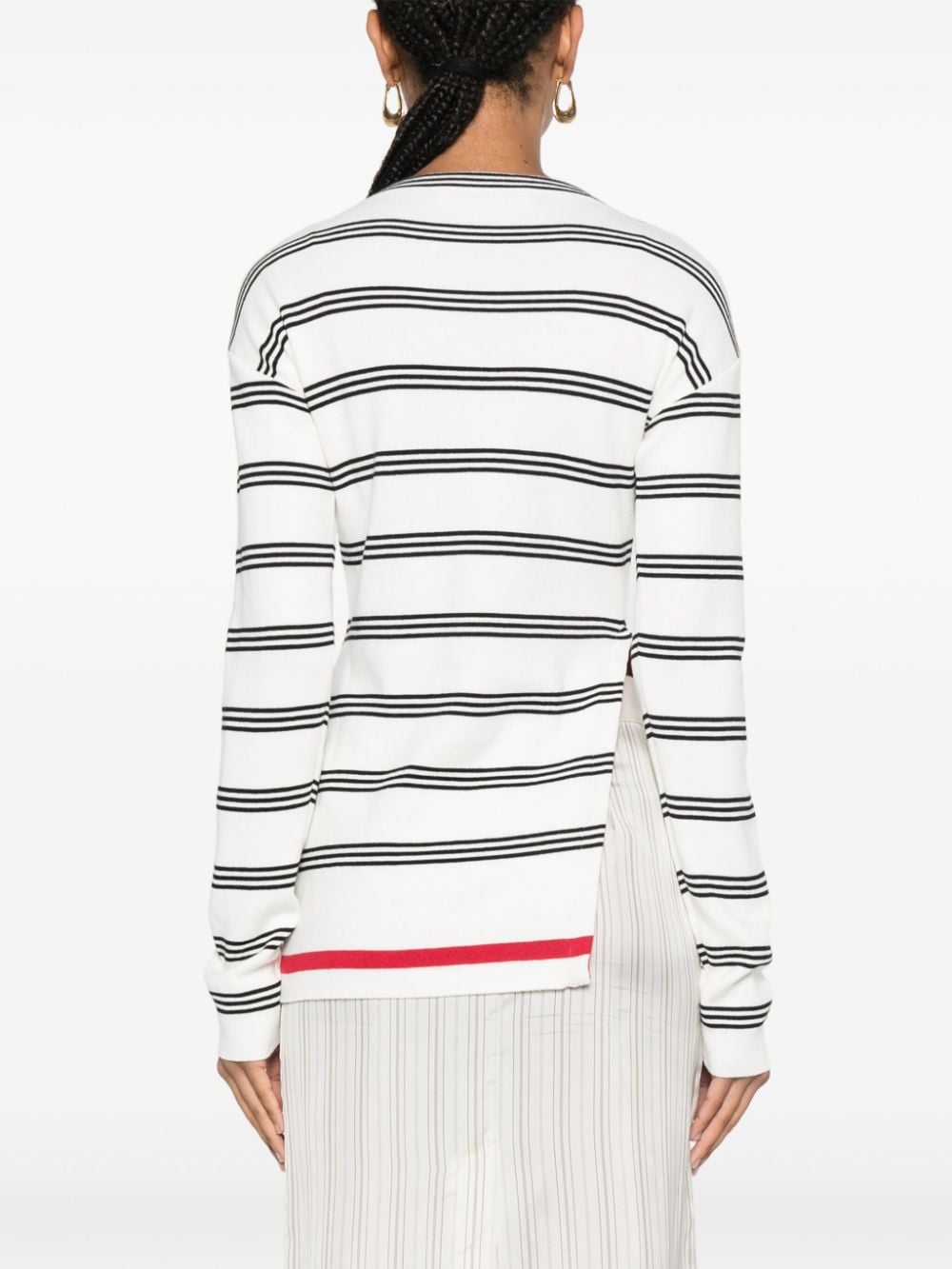 Shop Marni Striped Cotton Jumper In White