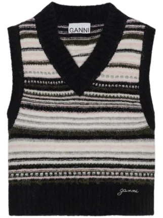 【新品】GANNI ガニー　ロゴ ノースリーブニット GANNI ガニー ニットベスト Logo Wool Mix Vest K1902 K1972