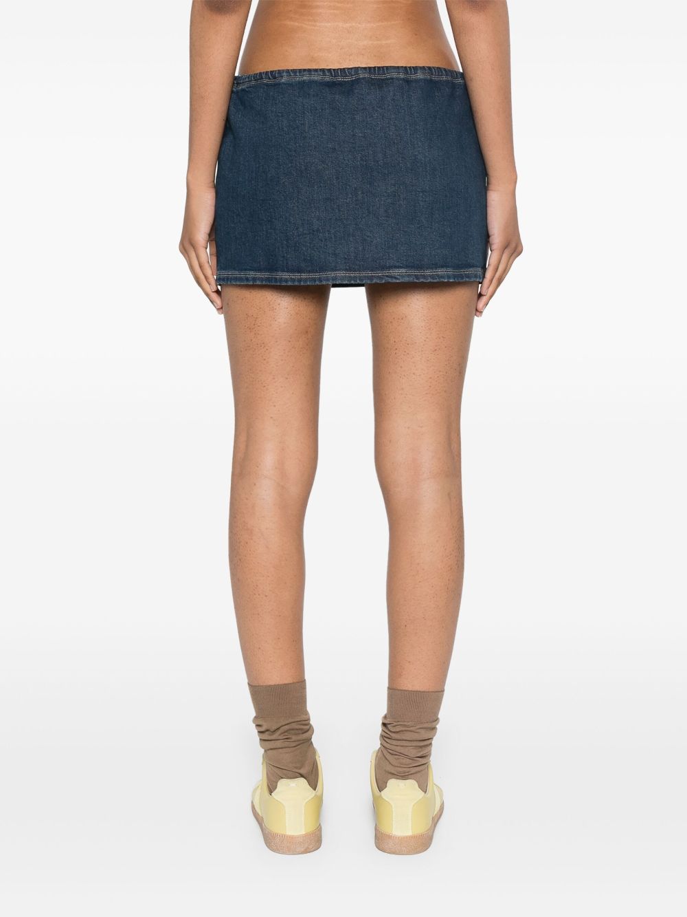 Miu Miu logo-embroidered denim mini skirt Women