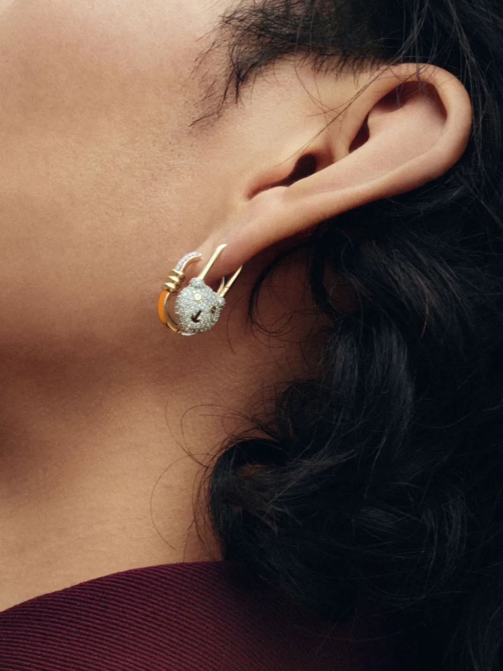 Maria Black 14kt For The Love Of Ted Gelbgoldohrring Mit Diamanten In Gold