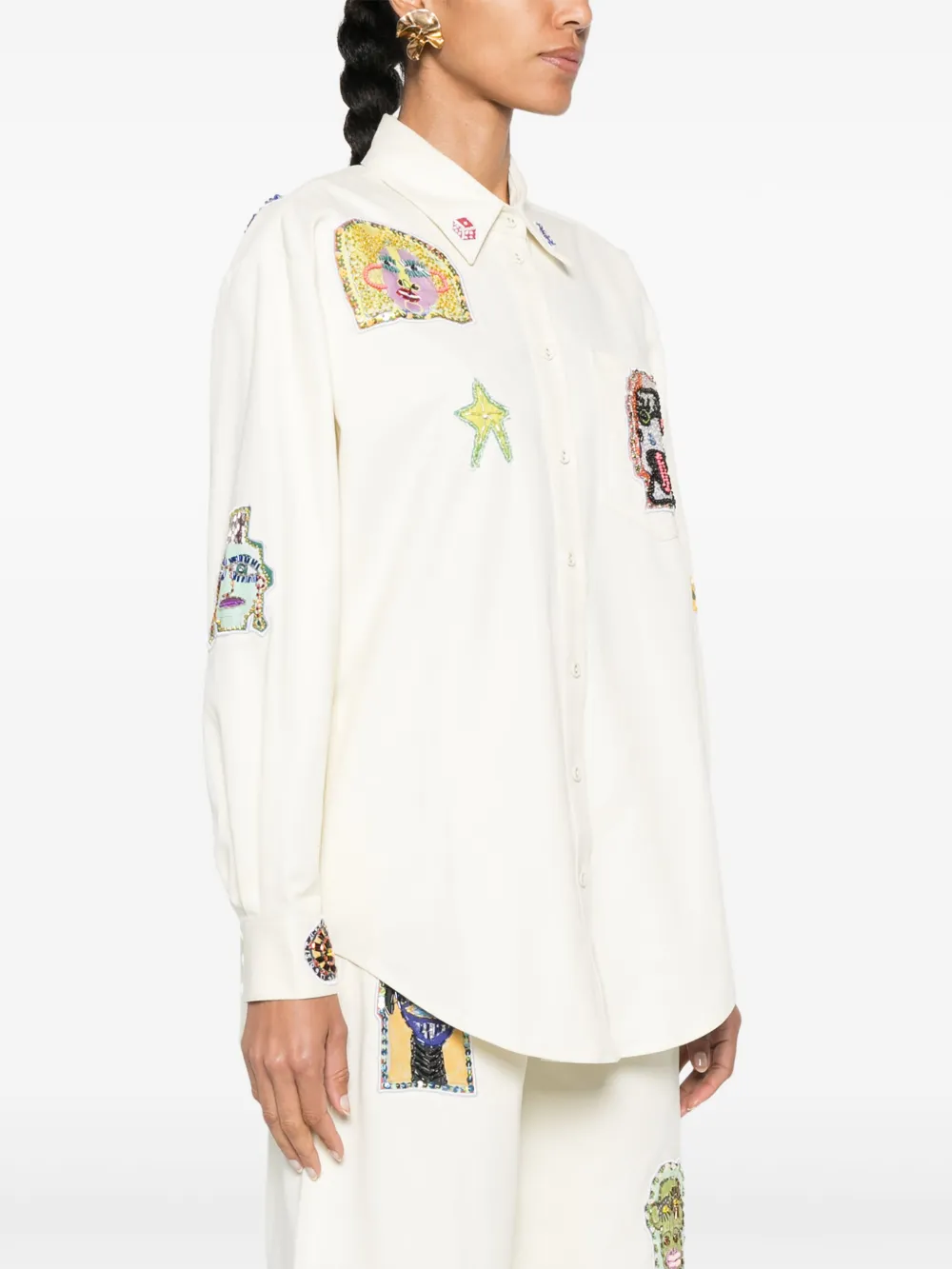 Alemais X Michael Swaney Players-embroidered Shirt In Neutrals