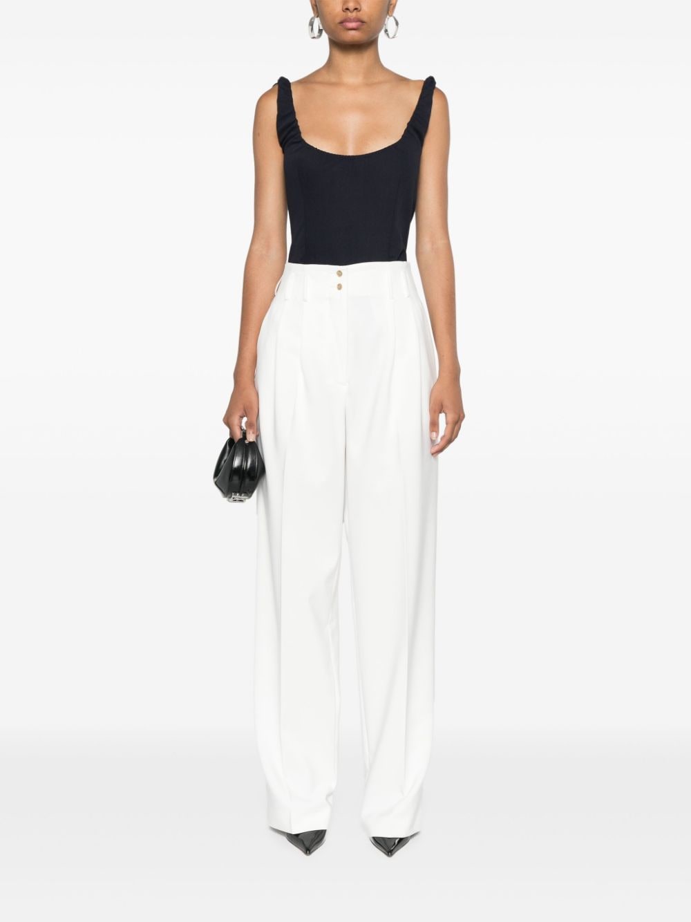 Shop Genny High-waisted Straight-leg Trousers In White