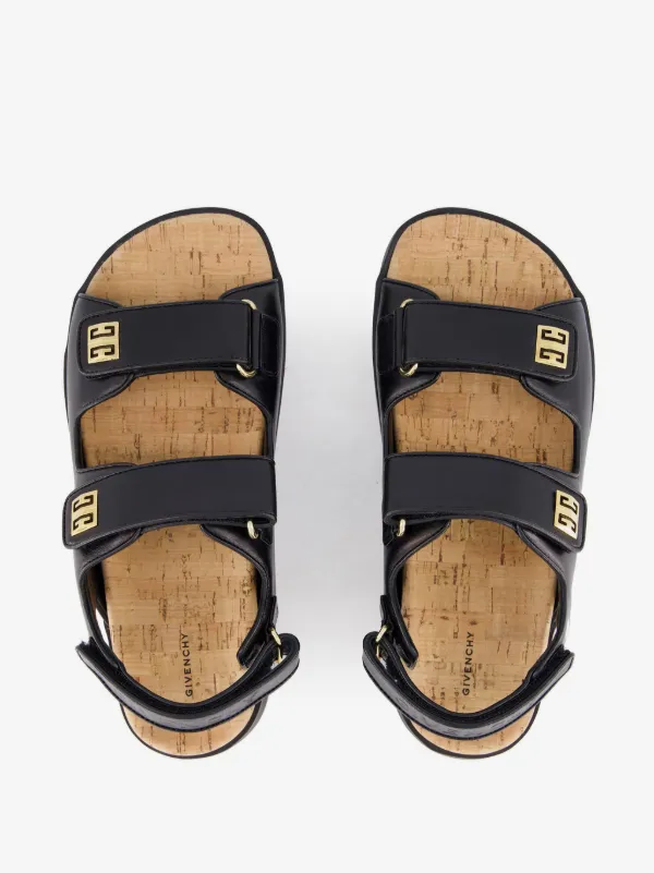 Givenchy Brown Leather Double-Strap Sandals with Gold Buckles Givenchy 95mm Platform Leather Clog Sandals - Bergdorf Goodman main image 3