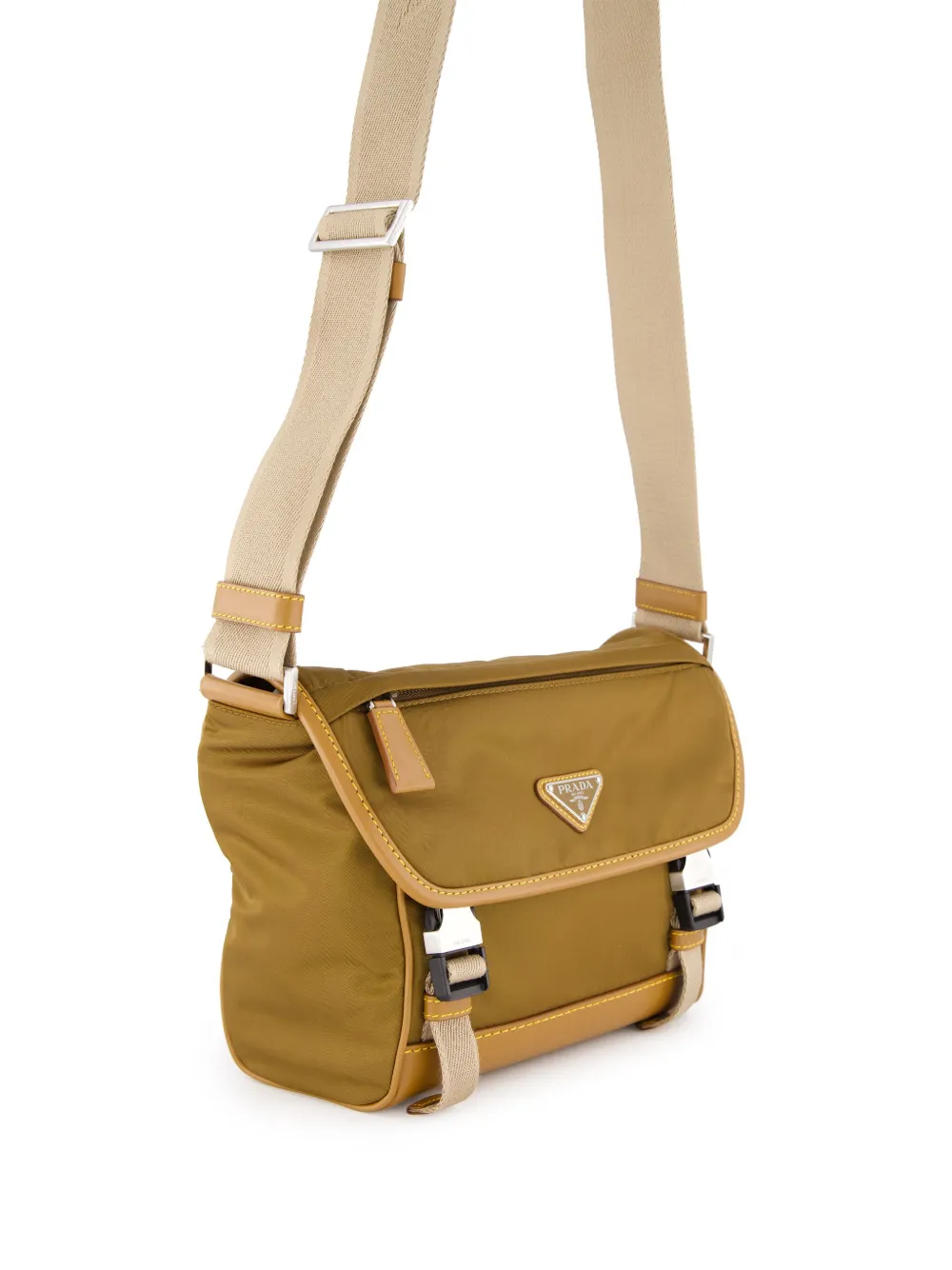 Prada Schoudertas van gerecycled nylon Beige