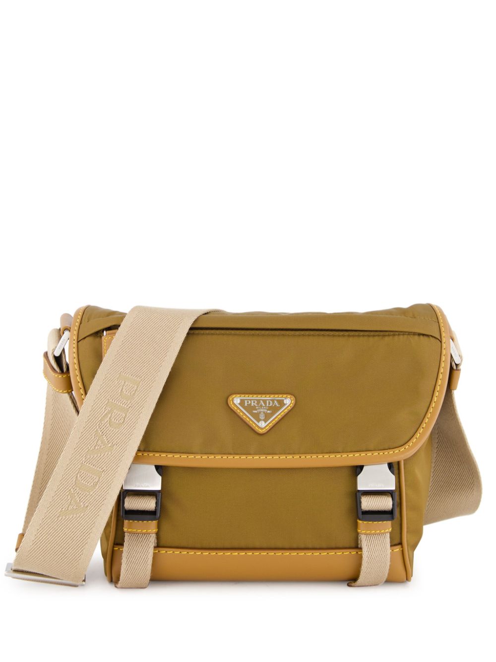 Prada Schoudertas van gerecycled nylon Beige