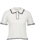 ZIMMERMANN Halliday Scallop knitted polo t-shirt - White