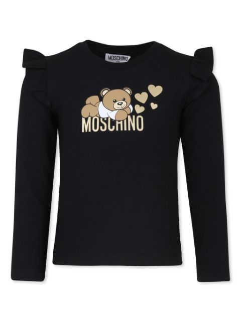 Moschino Kids 로고 프린트 프릴 숄더 스웨트셔츠