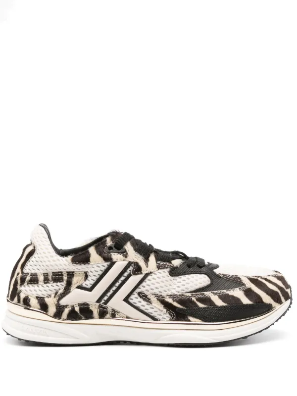 Lanvin Logo-embroidered Sneakers in Neutrals